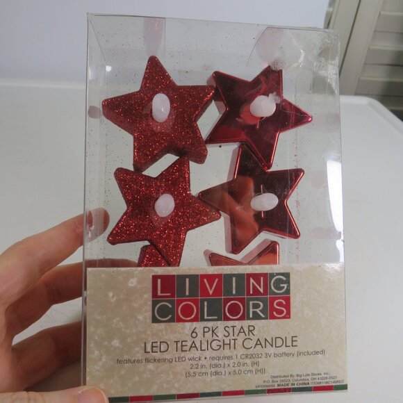 Star Tea Lights Metallic & Glittered 6pk Patriotic - Picture 1 of 5